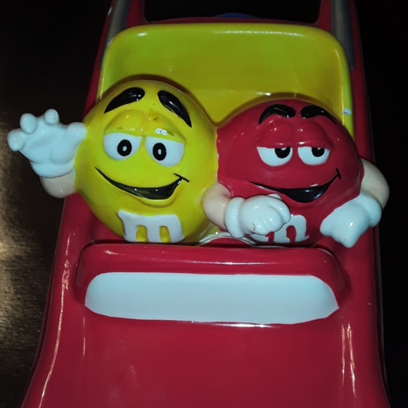 M&M's M&M Hot Rod Car Candy Dish Red Auto Yellow G - Picture 10 of 14